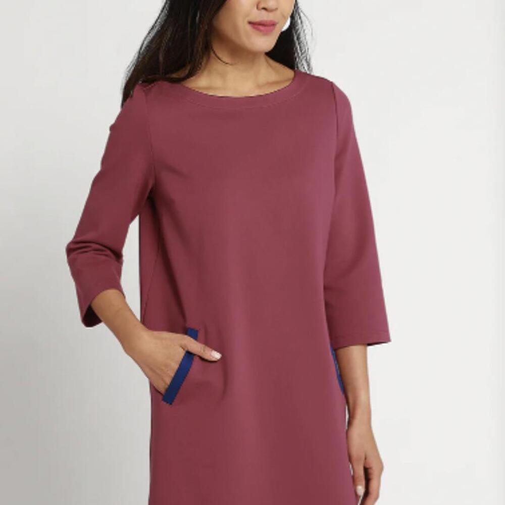 Betabrand Mauve Plum 3/4 Sleeve Half-Day Shift Dress - Size - XL